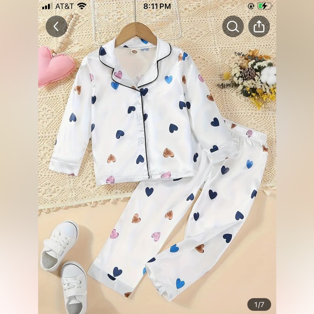 Kids Heart‎ Satin Pajamas